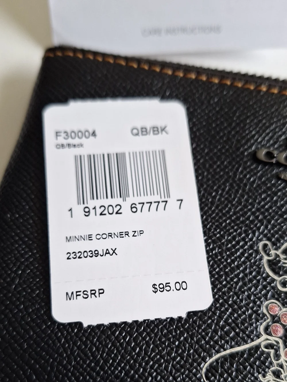 Coach Minnie Mouse Black Leather Wristlet